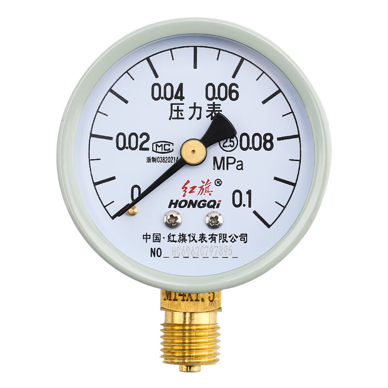 红旗 压力表Y-60 表盘直径60mm径向 0-0.1MPa红旗 压力表Y-60 表盘直径60mm径向 0-0.1MPa